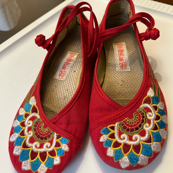Vintage Shoes - Vintage Red Chinese Wedding Flats